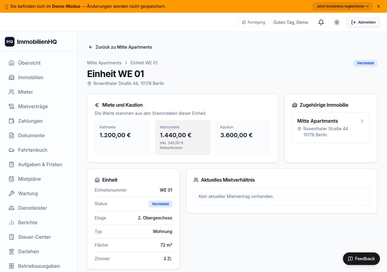 ImmobilienHQ Detailansicht einer Einheit
